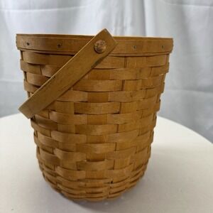 Longaberger Tall Round Basket With Handle And Plastic Liner 1995